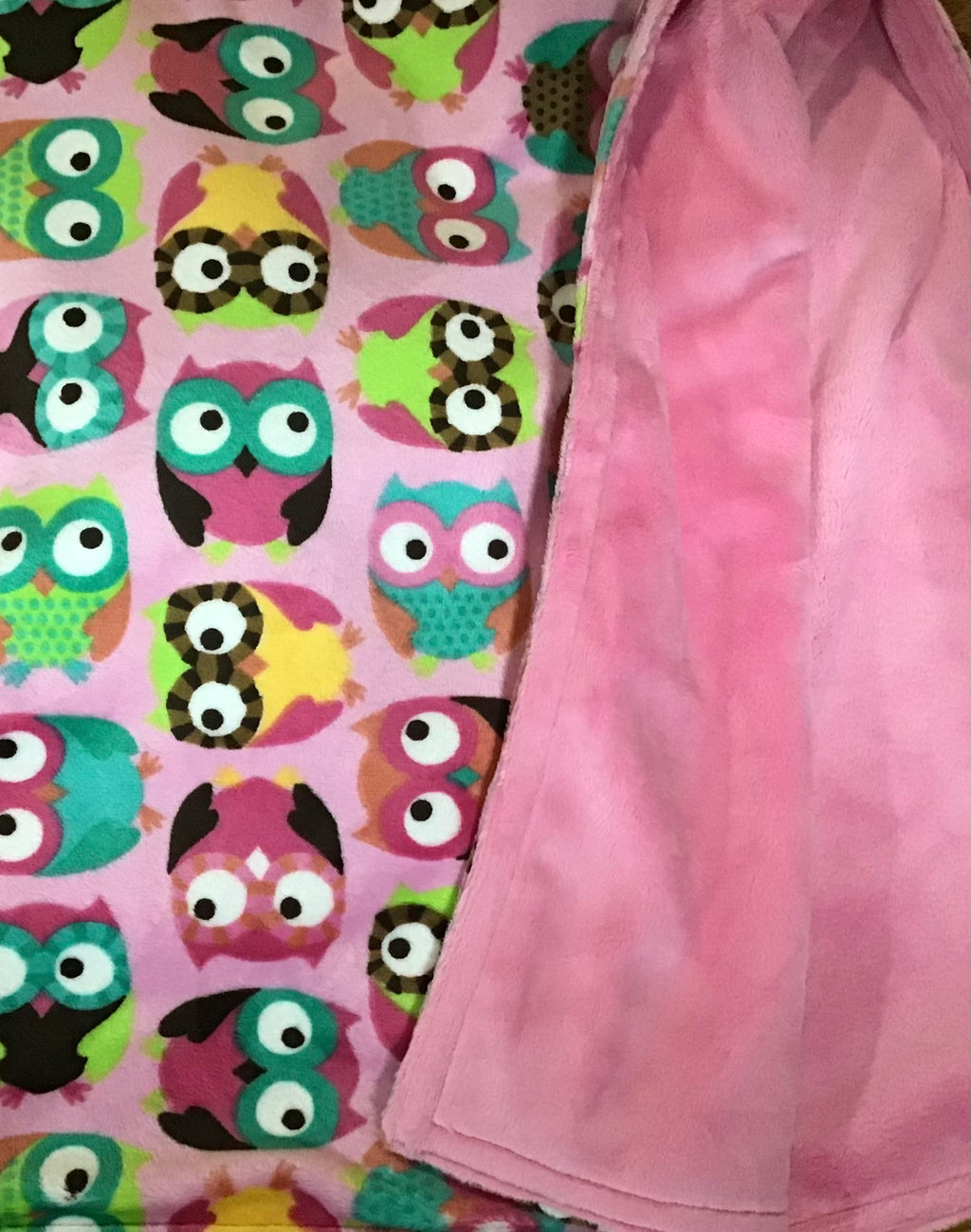 CHRIS' CREATIONS: Baby Cuddle Blanket #34 Owls-Pink