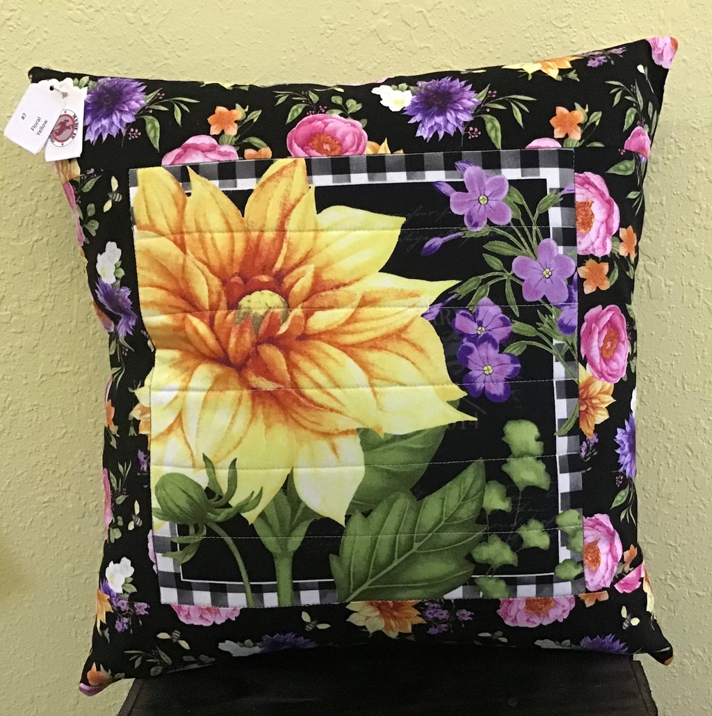 CHRIS' CREATIONS #7 Floral Yellow Pillow