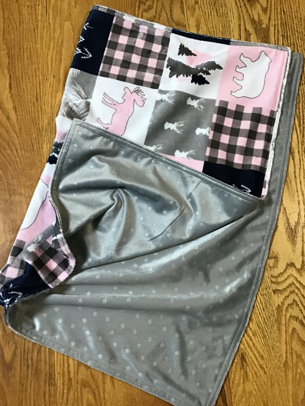 Baby Cuddle Blanket #76 Wildlife Pink/Navy