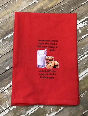 Milk and Cookies Red Dish Towel