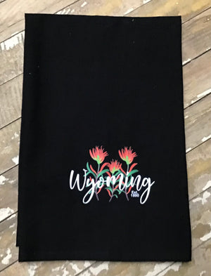 Black with White Indian Paintbrush Kitchen Towel