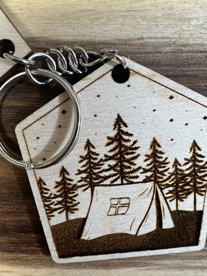Lost Canyon Designs Camping In the Tree Pentagon Keychain