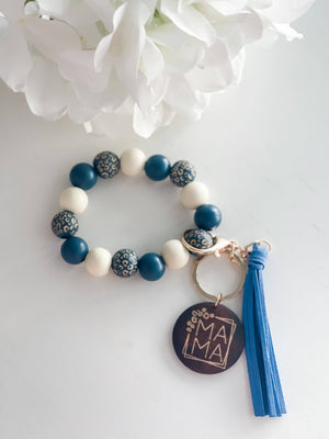 Mama Wristlet Keychain "Blue"