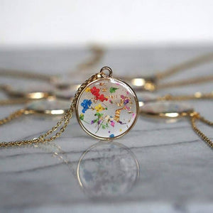 Flower Confetti Resin Pendant Necklace