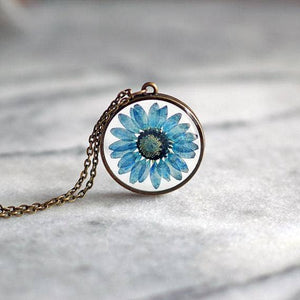 Blue Daisy Necklace