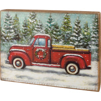 Box Sign - Red Christmas Truck