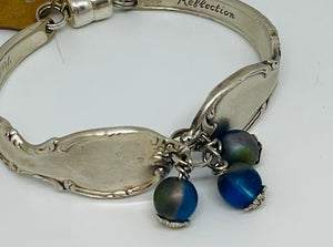 Spoonful of Heaven: #4 Blue Opal Silverware Bracelet Size Small