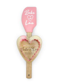 Bake With Love Spatula & Heart Cookie Cutter