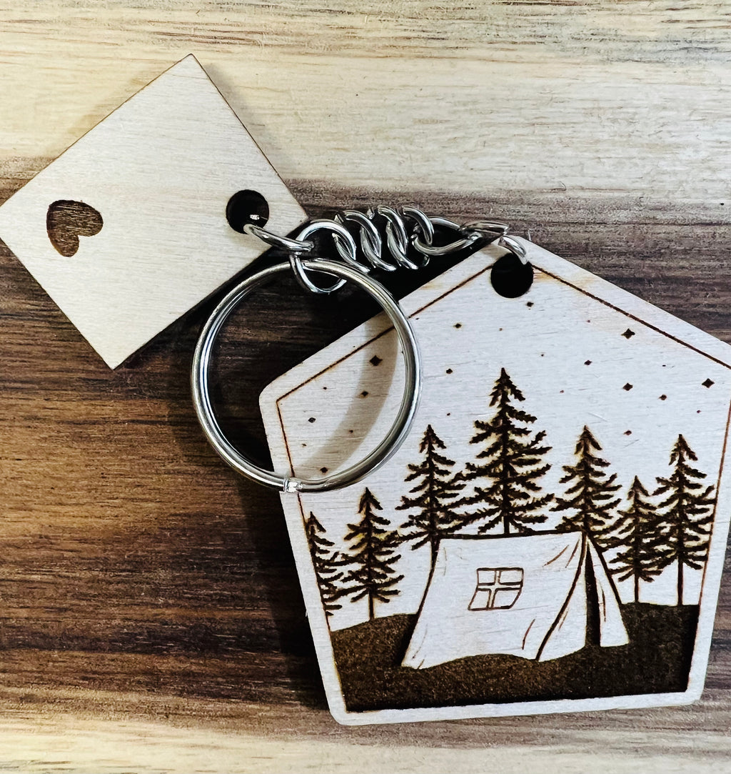 Lost Canyon Designs Camping In the Tree Pentagon Keychain