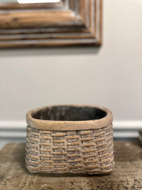 Narrow Cement Basket Planter