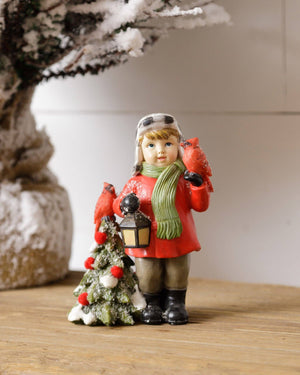 Resin Figurine - Christmas Boy with Lantern