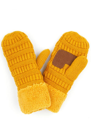 C.C Kids solid Knitted mitten: Mustard