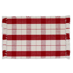 Red Tinsel Plaid Fringed Placemat