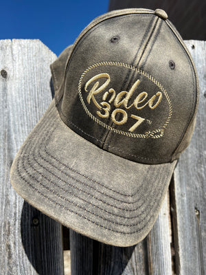Rodeo 307: Distressed Leather Look Cap