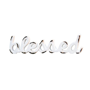 Blessed' Distressed White Resin Figurine