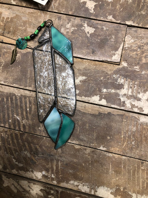 KP Stained Glass: Teal Feather