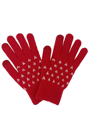 Holiday Snowing Mountain Gloves: Red