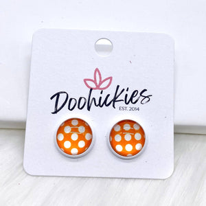 Newcastle Dogies Orange 12mm Bright Polka Dots in White Settings
