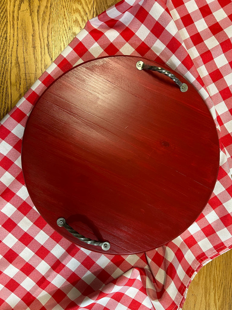 18" Cherry Red Weathered Turntable Lazy Susan