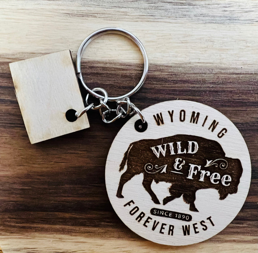 Lost Canyon Designs Wyoming Wild and Free Keychain
