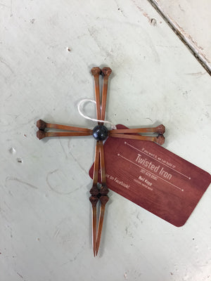 TWISTED IRON: Copper Nail Cross Ornament