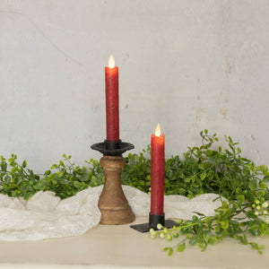 SET/ 2 - 6.75" MOVING FLAME RED TAPER CANDLE
