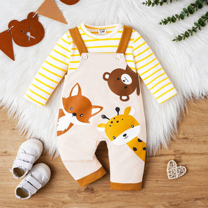 2pcs Baby Unisex Animal Pattern Long Sleeve Set