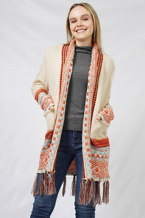 Ethnic Pattern Sweater Cardigan