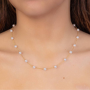 Dainty String of Pearls Choker