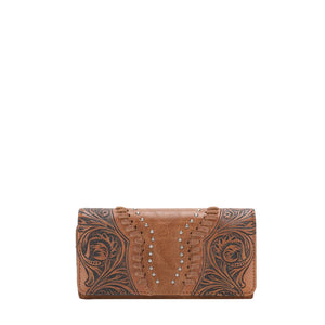 TR147-W002 Trinity Ranch Vintage Floral Tooled Wallet