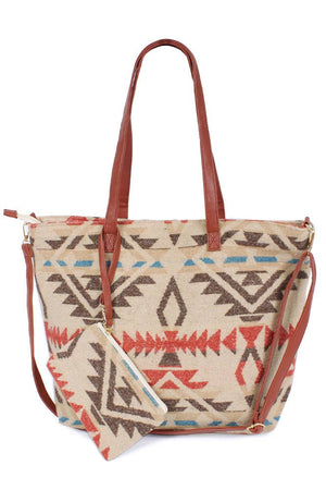 Hana - Western Weekend Tote Bag with Pouch