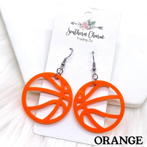 2" Custom Acrylic Basketballs Newcastle Dogies Sports Earrings: Orange