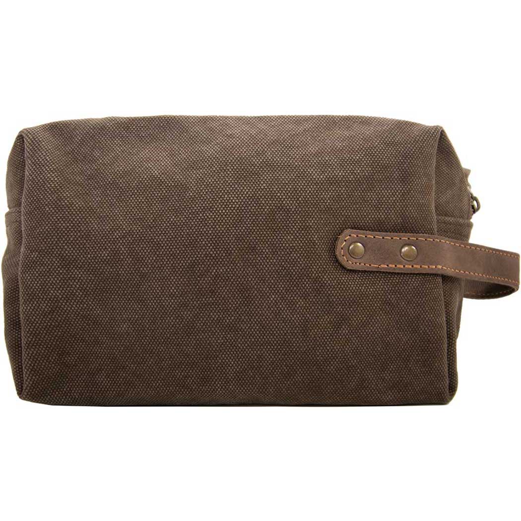 Canvas Brown Shaving/Cosmetic Bag with White UW Bucking Horse