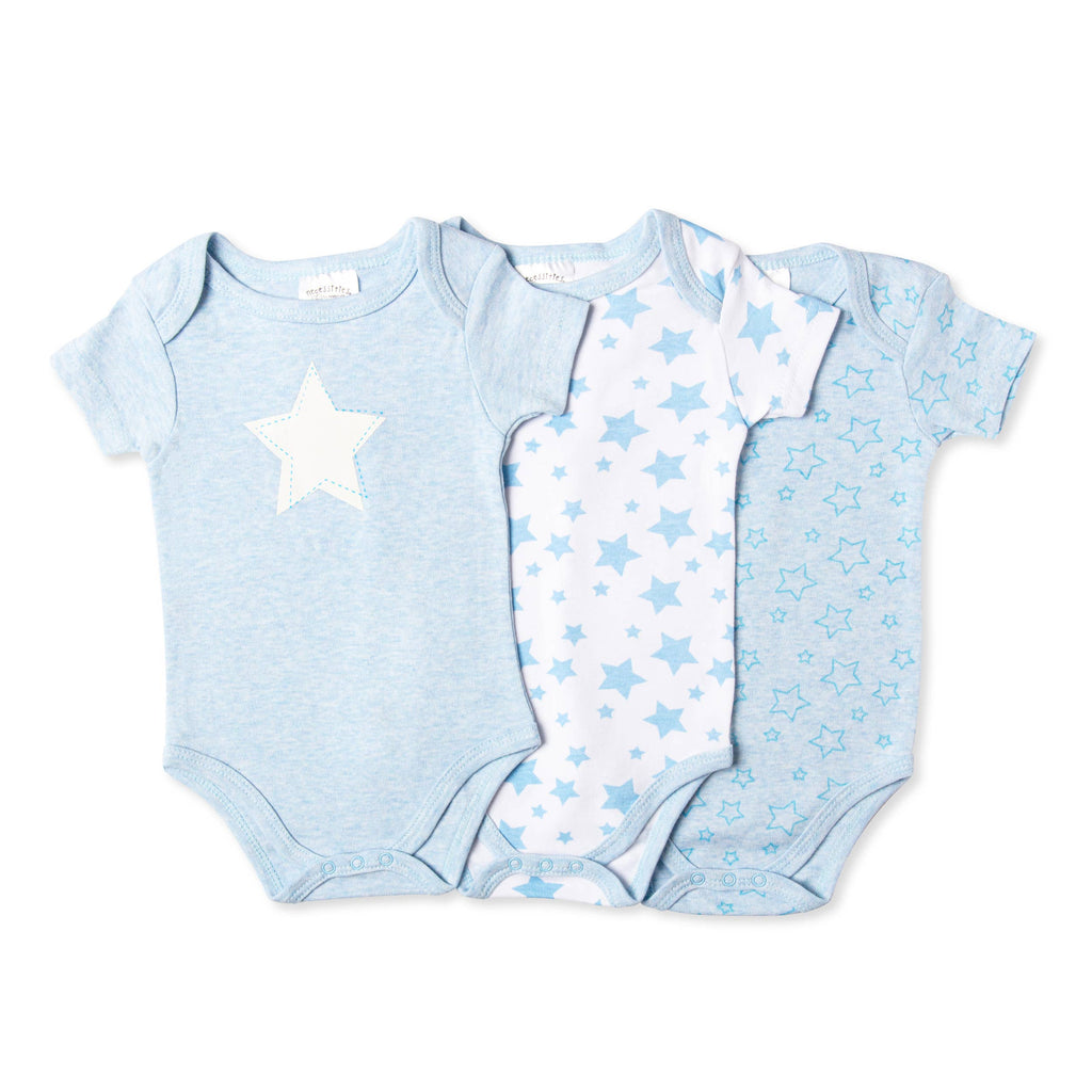 3 Pack Short Sleeve Bodysuit-Heart - Heather Blue Baby outfit
