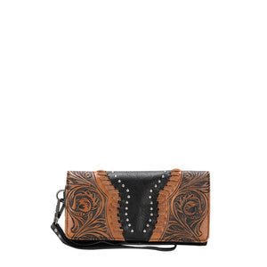TR147-W002 Trinity Ranch Vintage Floral Tooled Wallet