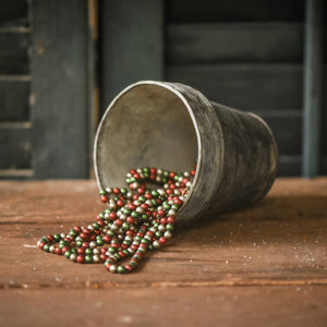 Aged red, green, silver bead Christmas garland