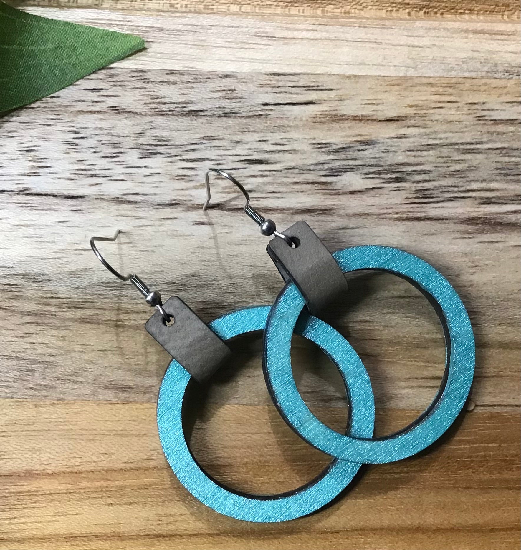 Lost Canyon Turquoise wooden hoop earrings